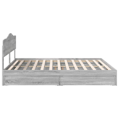 vidaXL Storage Bed Grey Sonoma 180 x 200 cm Engineered Wood