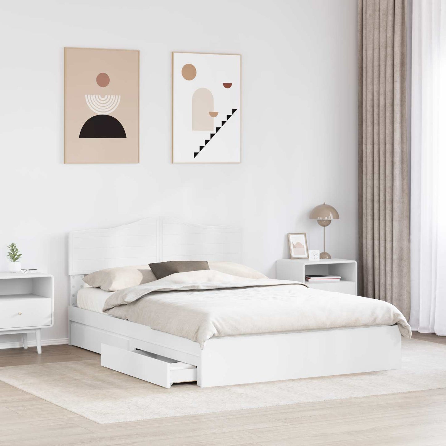 vidaXL Storage Bed with Headboard White 160 x 200 cm Engineered Wood
