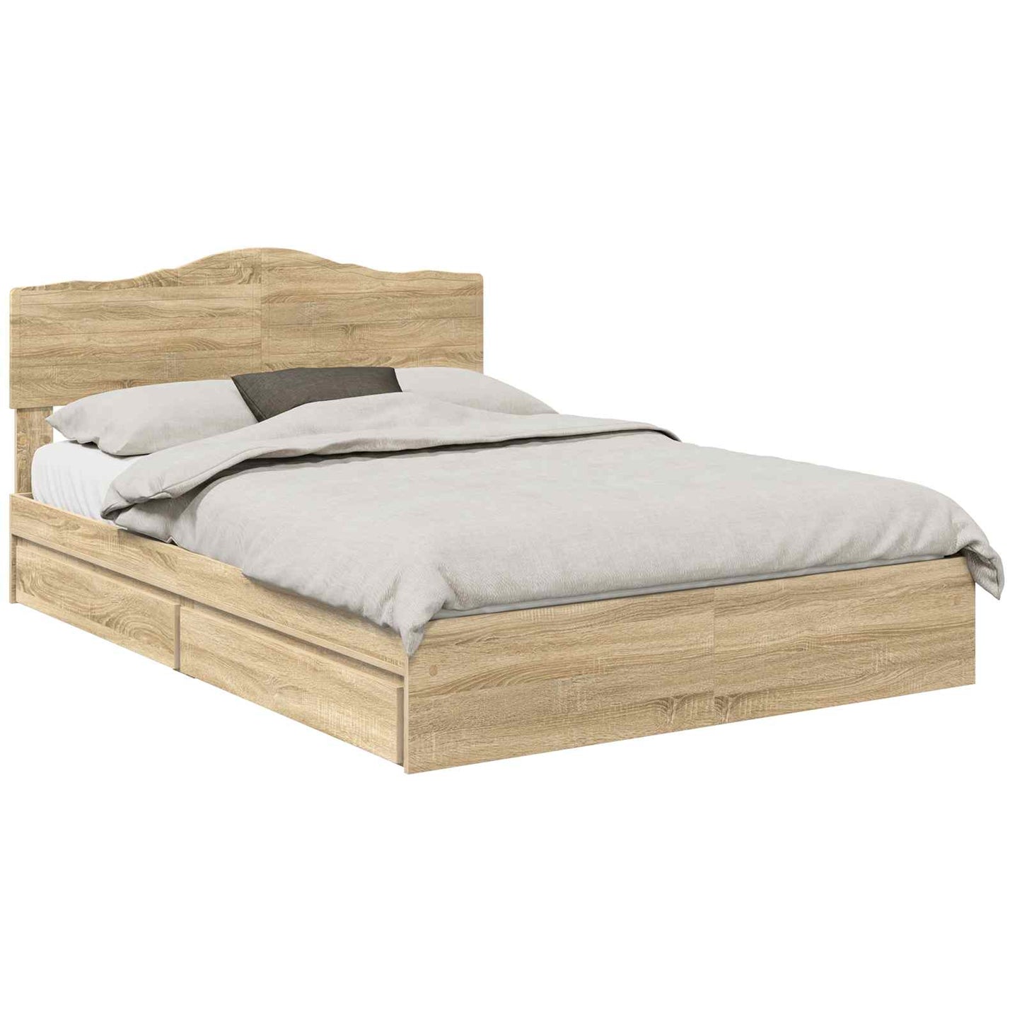 vidaXL Storage Bed with Drawer Sonoma Oak 160 x 200 cm Engineered Wood