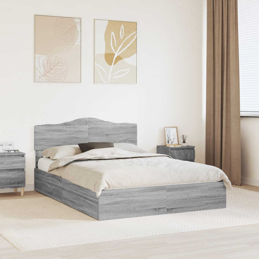 vidaXL Storage Bed Grey Sonoma 160 x 200 cm Engineered Wood