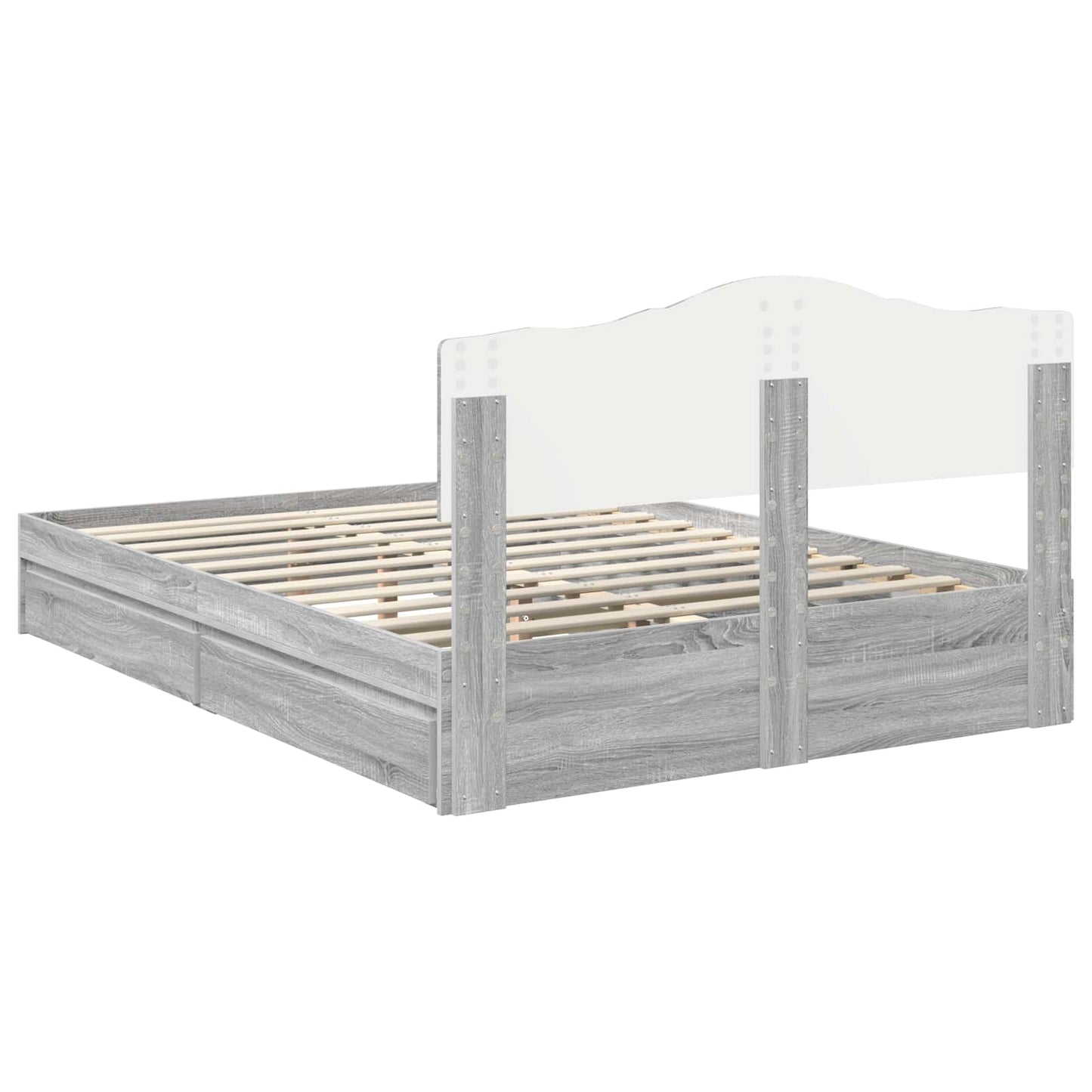 vidaXL Storage Bed Grey Sonoma 160 x 200 cm Engineered Wood