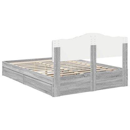 vidaXL Storage Bed Grey Sonoma 160 x 200 cm Engineered Wood