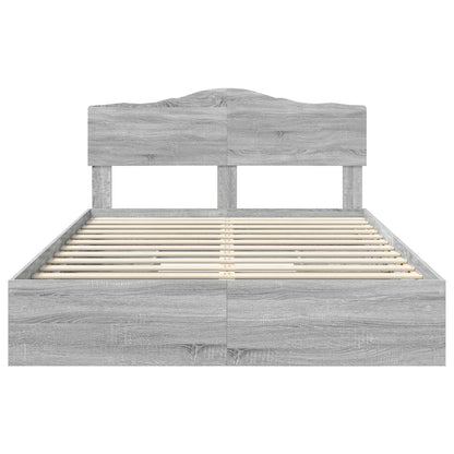 vidaXL Storage Bed Grey Sonoma 160 x 200 cm Engineered Wood