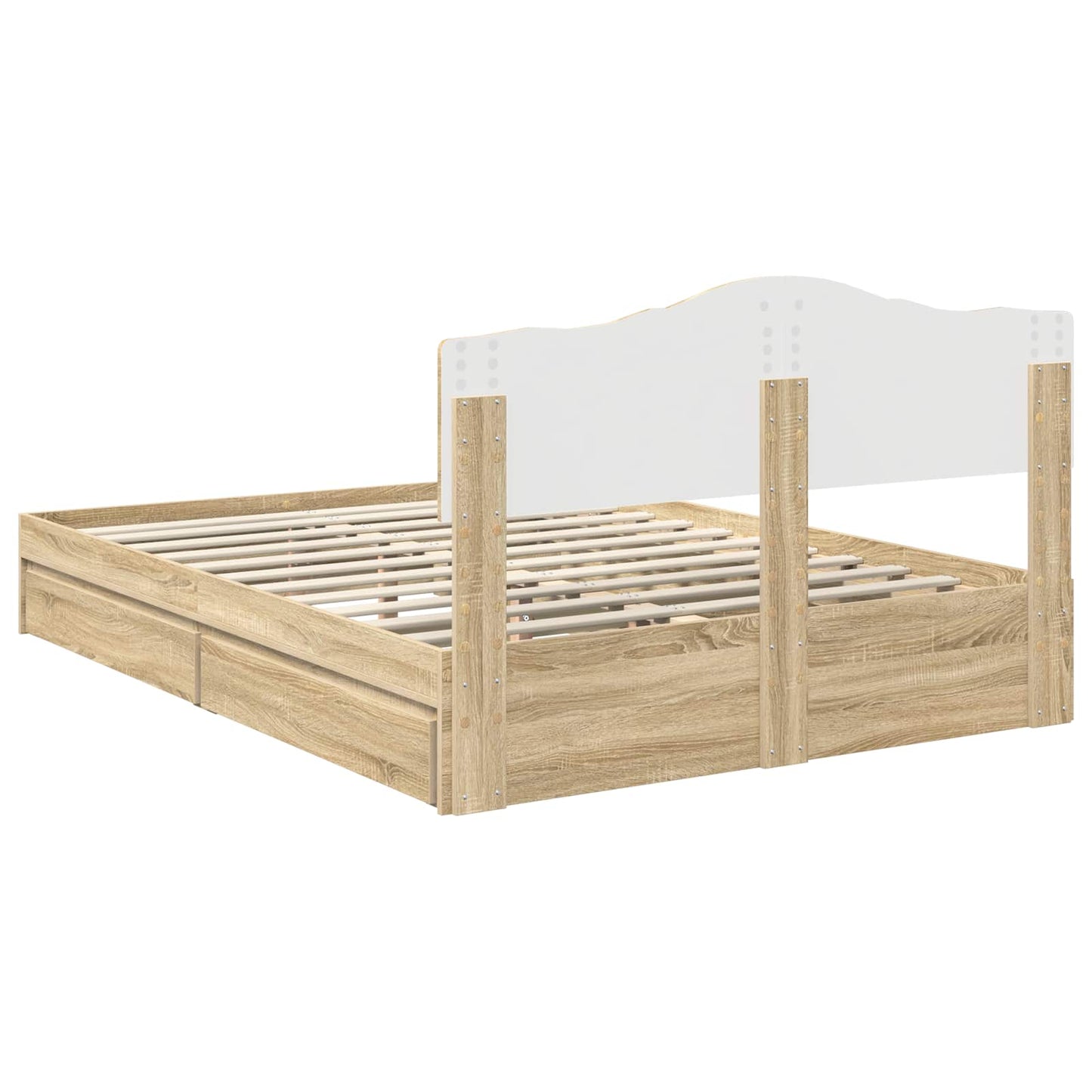 vidaXL Storage Bed with Drawer Sonoma Oak 150 x 200 cm Engineered Wood