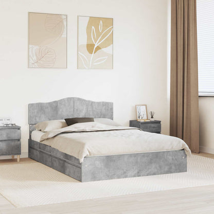vidaXL Storage Bed Concrete Grey 150 x 200 cm Engineered Wood