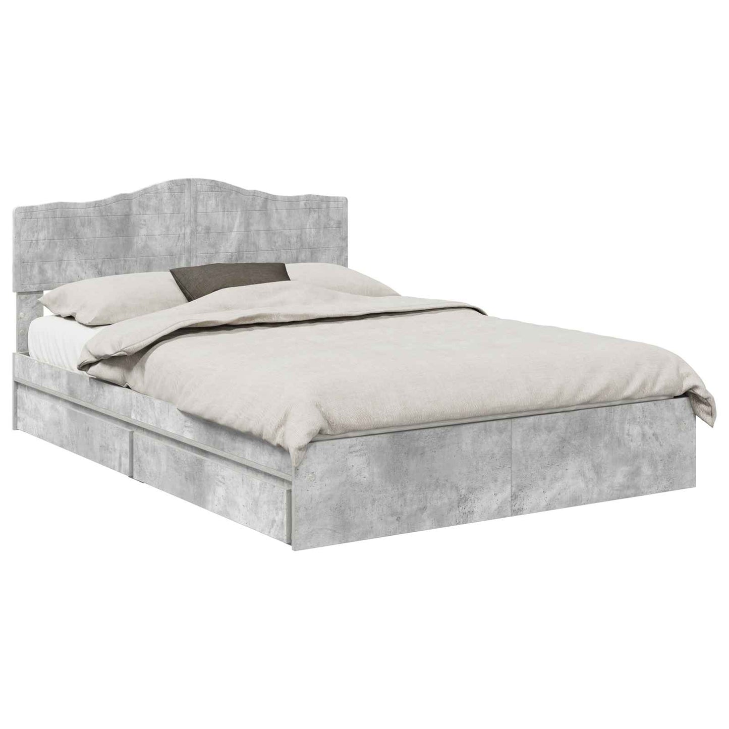vidaXL Storage Bed Concrete Grey 150 x 200 cm Engineered Wood