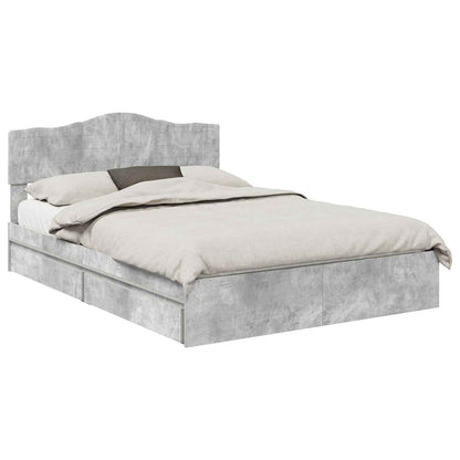 vidaXL Storage Bed Concrete Grey 150 x 200 cm Engineered Wood