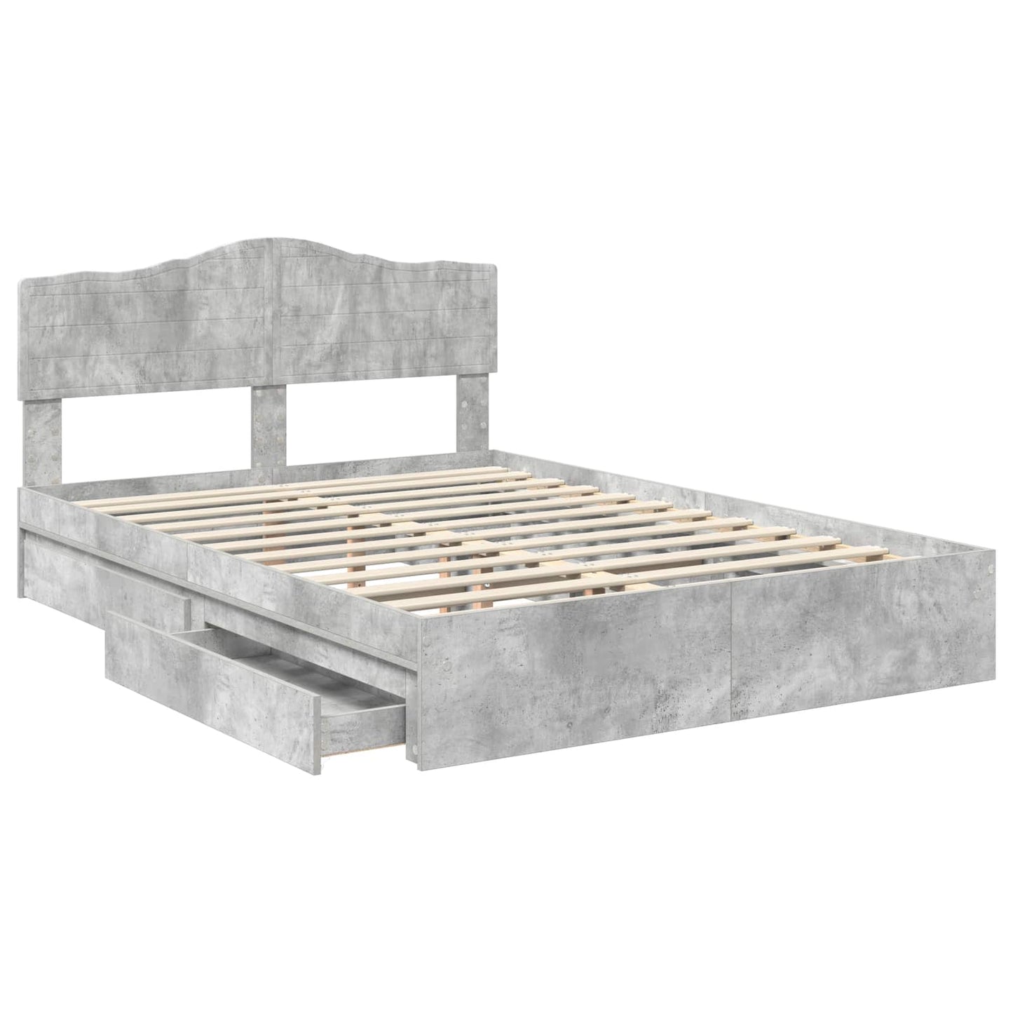 vidaXL Storage Bed Concrete Grey 150 x 200 cm Engineered Wood