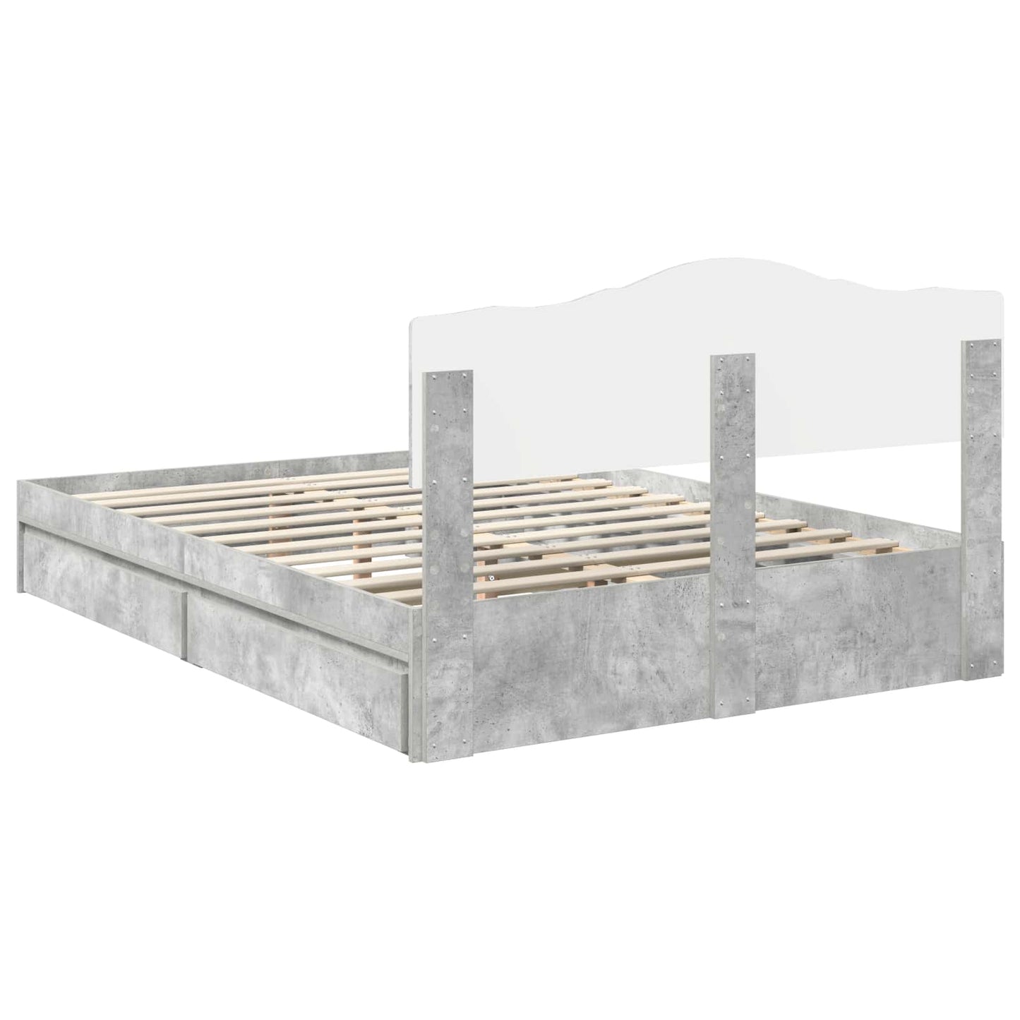 vidaXL Storage Bed Concrete Grey 150 x 200 cm Engineered Wood