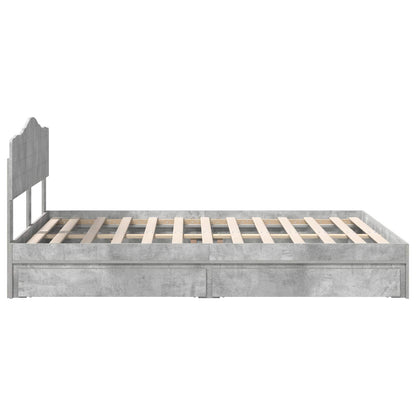 vidaXL Storage Bed Concrete Grey 150 x 200 cm Engineered Wood