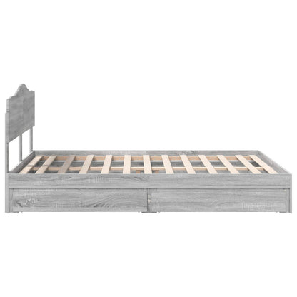 vidaXL Storage Bed Grey Sonoma 140 x 200 cm Engineered Wood