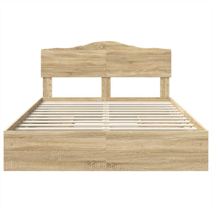 vidaXL Storage Bed with Drawer Sonoma Oak 140 x 190 cm Engineered Wood