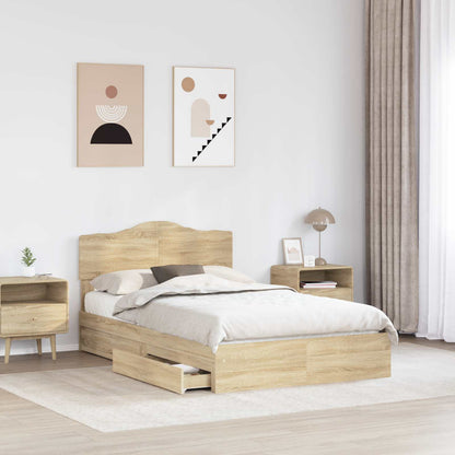 vidaXL Storage Bed with Drawer Sonoma Oak 135 x 190 cm Engineered Wood