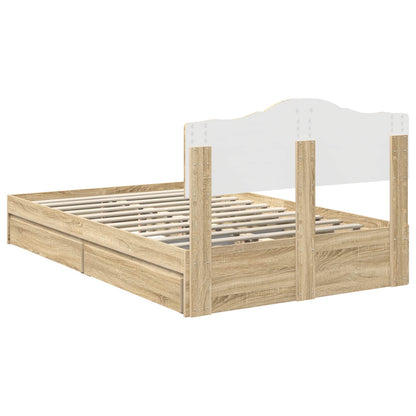 vidaXL Storage Bed with Drawer Sonoma Oak 135 x 190 cm Engineered Wood