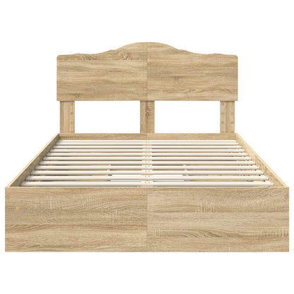 vidaXL Storage Bed with Drawer Sonoma Oak 135 x 190 cm Engineered Wood