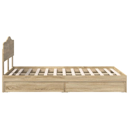 vidaXL Storage Bed with Drawer Sonoma Oak 135 x 190 cm Engineered Wood