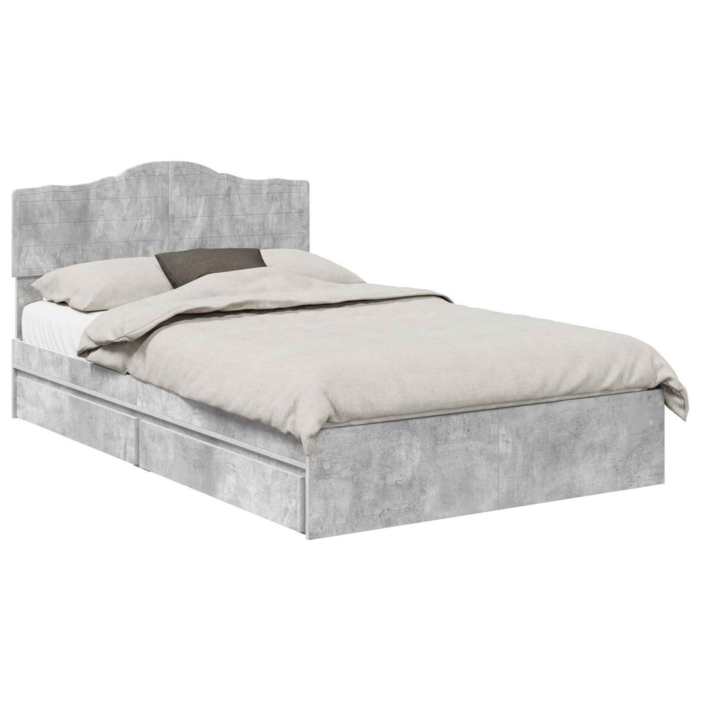 vidaXL Storage Bed Concrete Grey 135 x 190 cm Engineered Wood