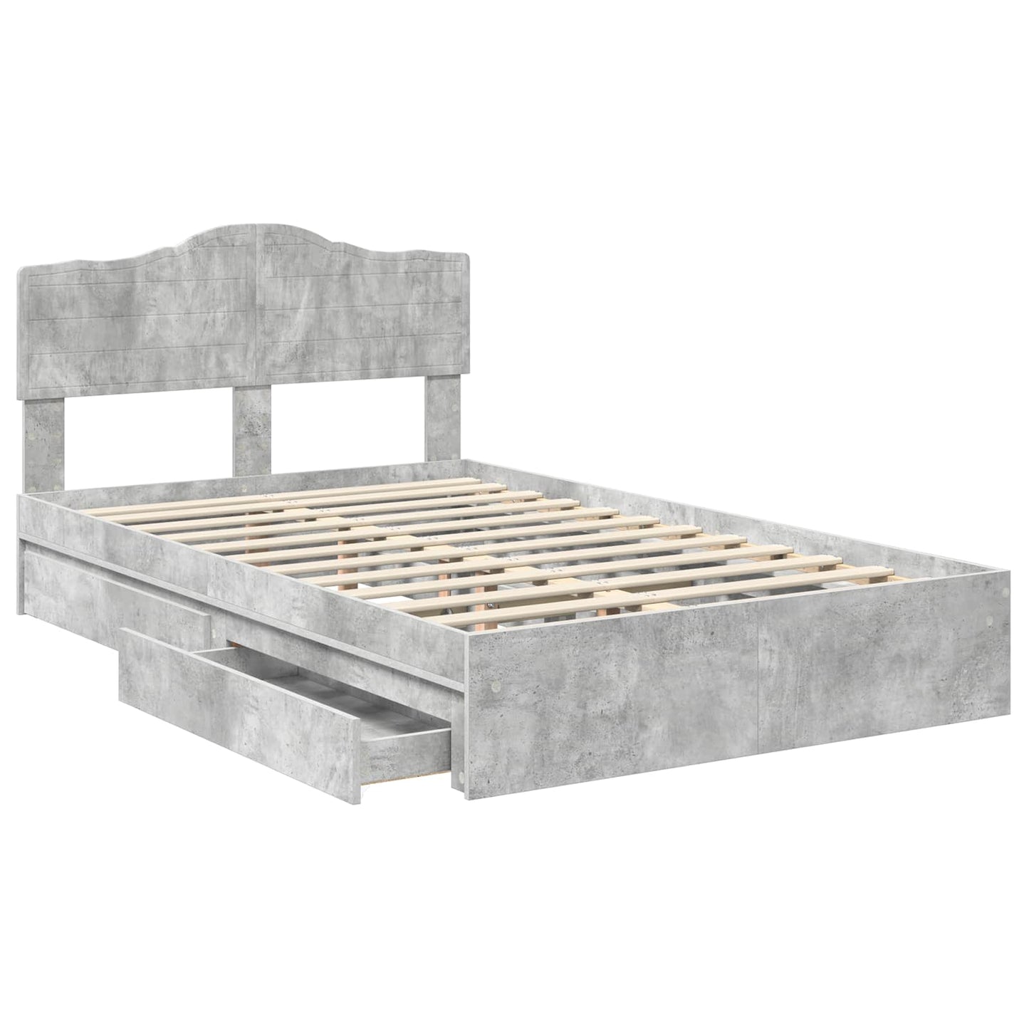 vidaXL Storage Bed Concrete Grey 135 x 190 cm Engineered Wood