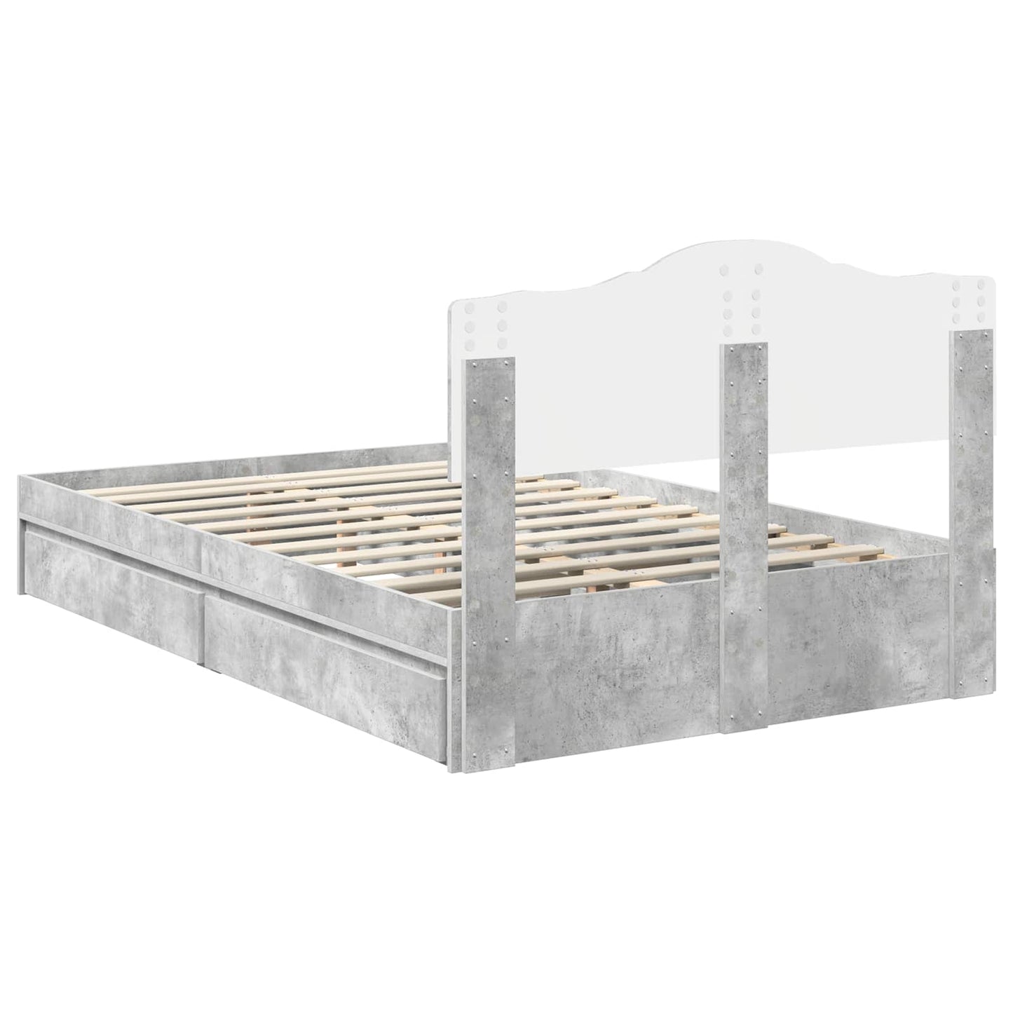 vidaXL Storage Bed Concrete Grey 135 x 190 cm Engineered Wood
