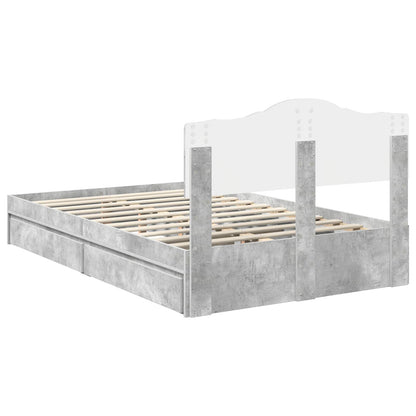 vidaXL Storage Bed Concrete Grey 135 x 190 cm Engineered Wood