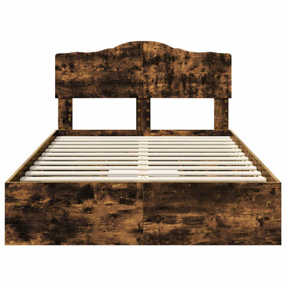 vidaXL Storage Bed with Drawer Smoked Oak 135 x 190 cm Engineered Wood
