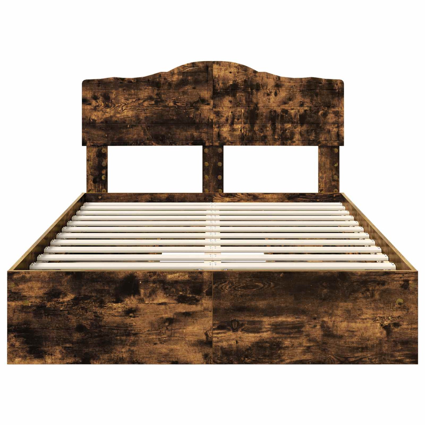 vidaXL Storage Bed with Drawer Smoked Oak 120 x 200 cm Engineered Wood
