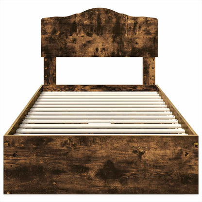 vidaXL Storage Bed with Drawer Smoked Oak 90 x 200 cm Engineered Wood