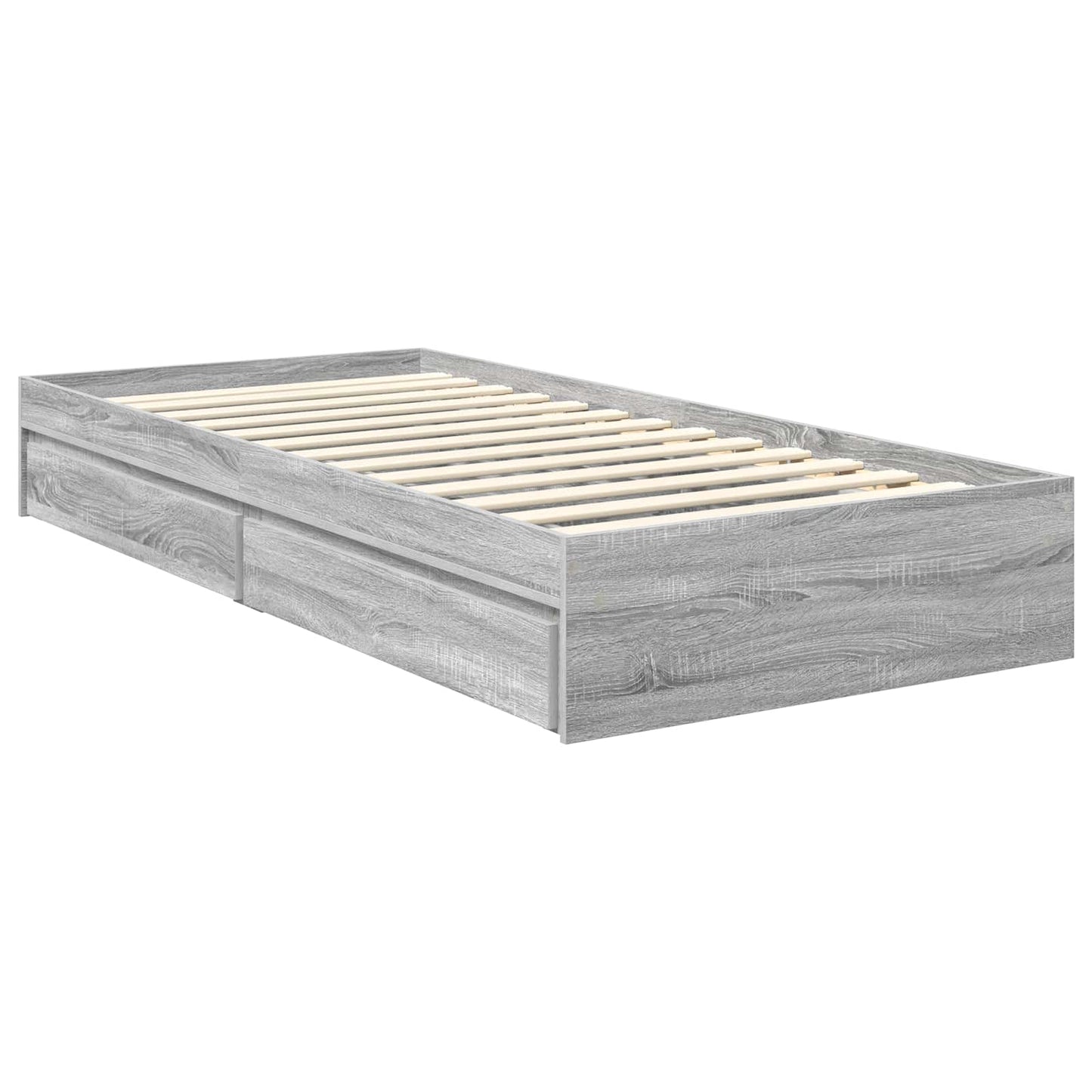 vidaXL Storage Bed with Drawer Grey Sonoma 90 x 200 cm Engineered Wood