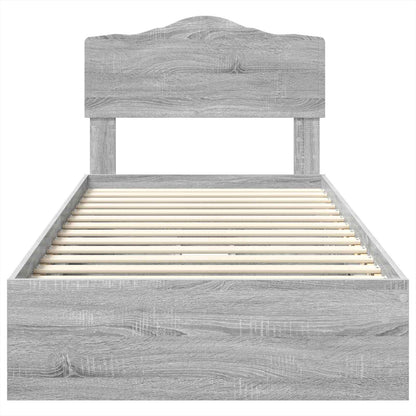 vidaXL Storage Bed with Drawer Grey Sonoma 90 x 200 cm Engineered Wood