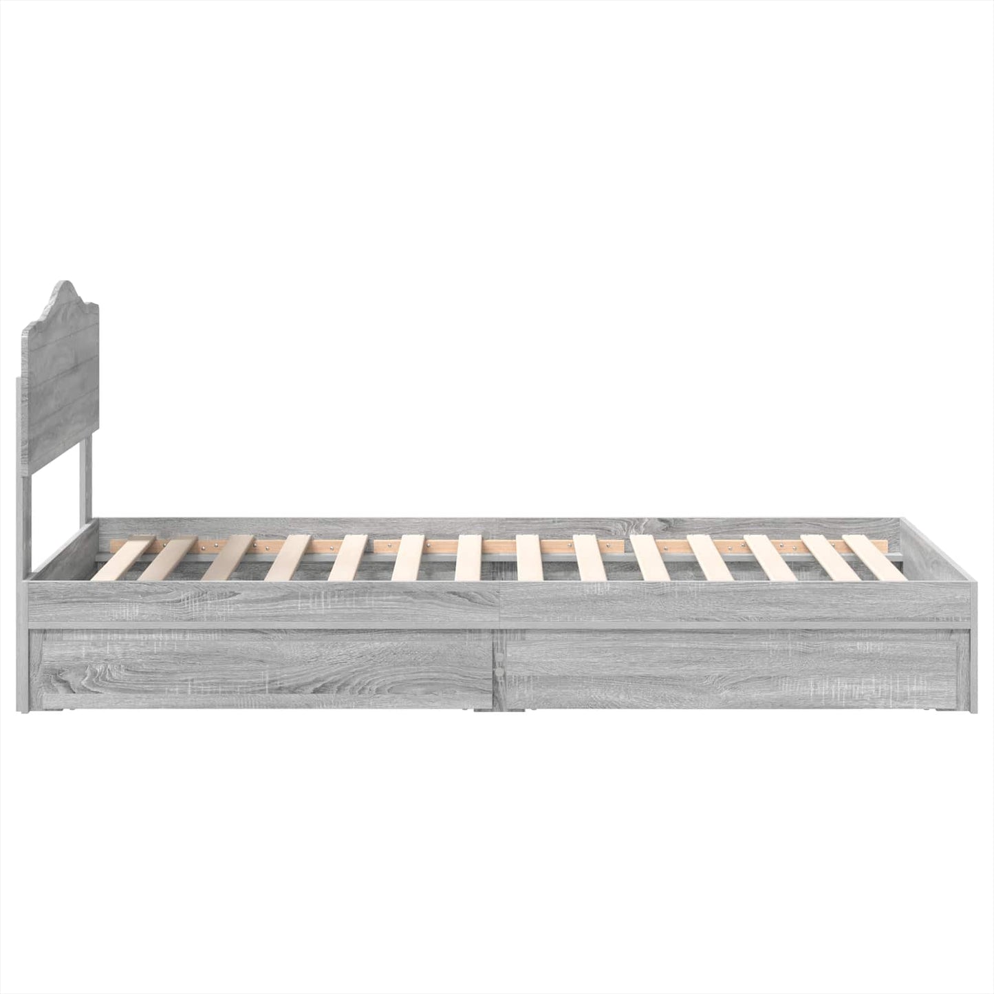 vidaXL Storage Bed with Drawer Grey Sonoma 90 x 200 cm Engineered Wood