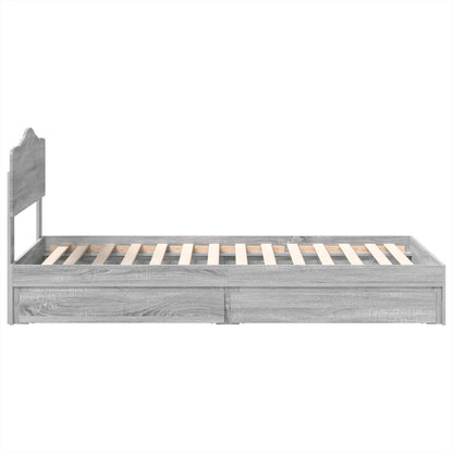 vidaXL Storage Bed with Drawer Grey Sonoma 90 x 200 cm Engineered Wood
