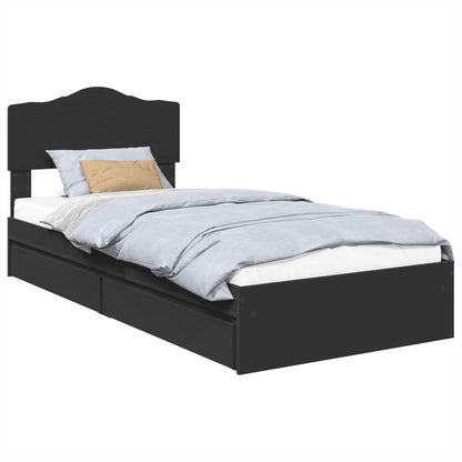 vidaXL Storage Bed with Headboard Black 90 x 190 cm Engineered Wood