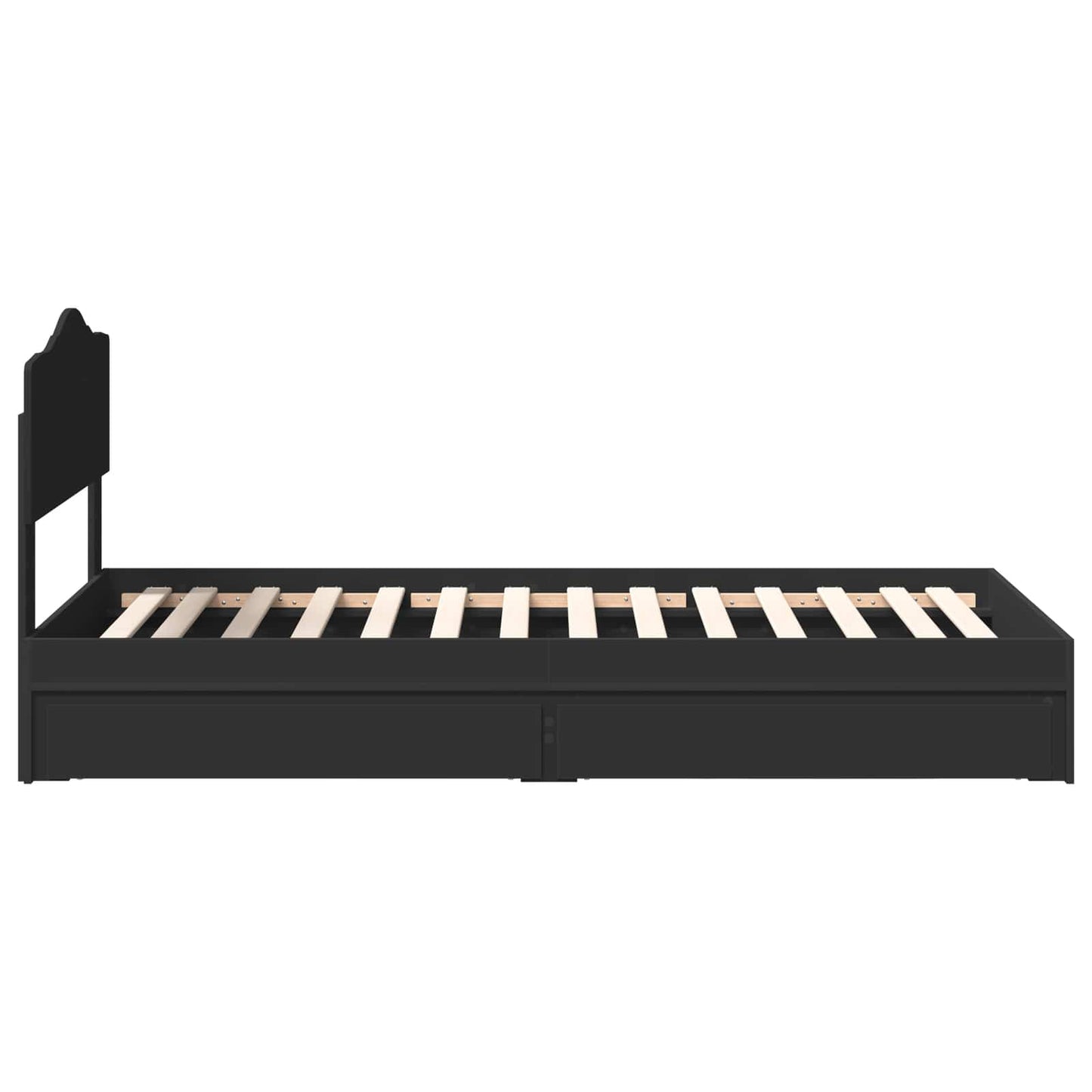 vidaXL Storage Bed with Headboard Black 90 x 190 cm Engineered Wood