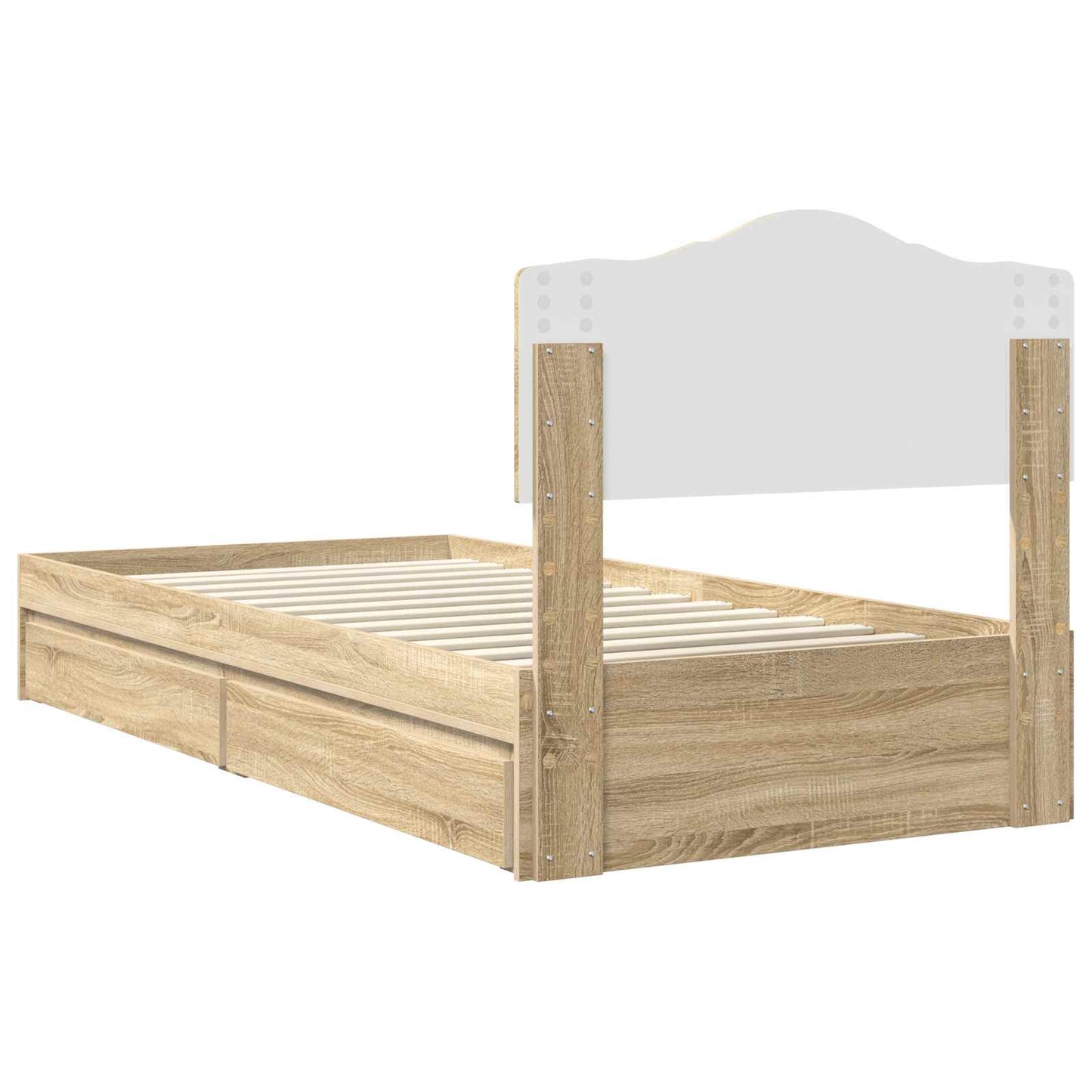 vidaXL Storage Bed with Drawer Sonoma Oak 90 x 190 cm Engineered Wood