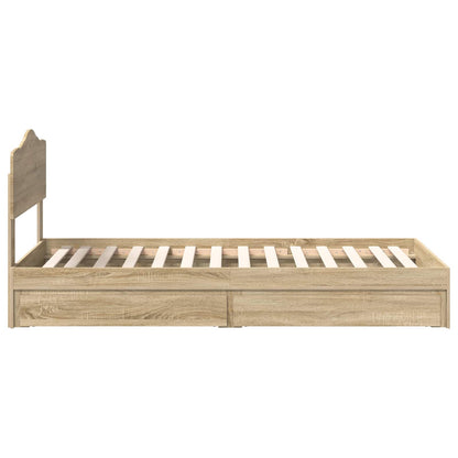 vidaXL Storage Bed with Drawer Sonoma Oak 90 x 190 cm Engineered Wood