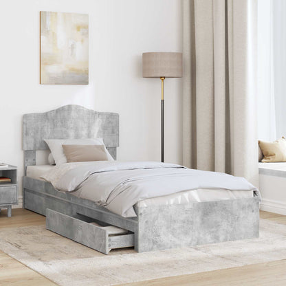 vidaXL Storage Bed Concrete Grey 90 x 190 cm Engineered Wood