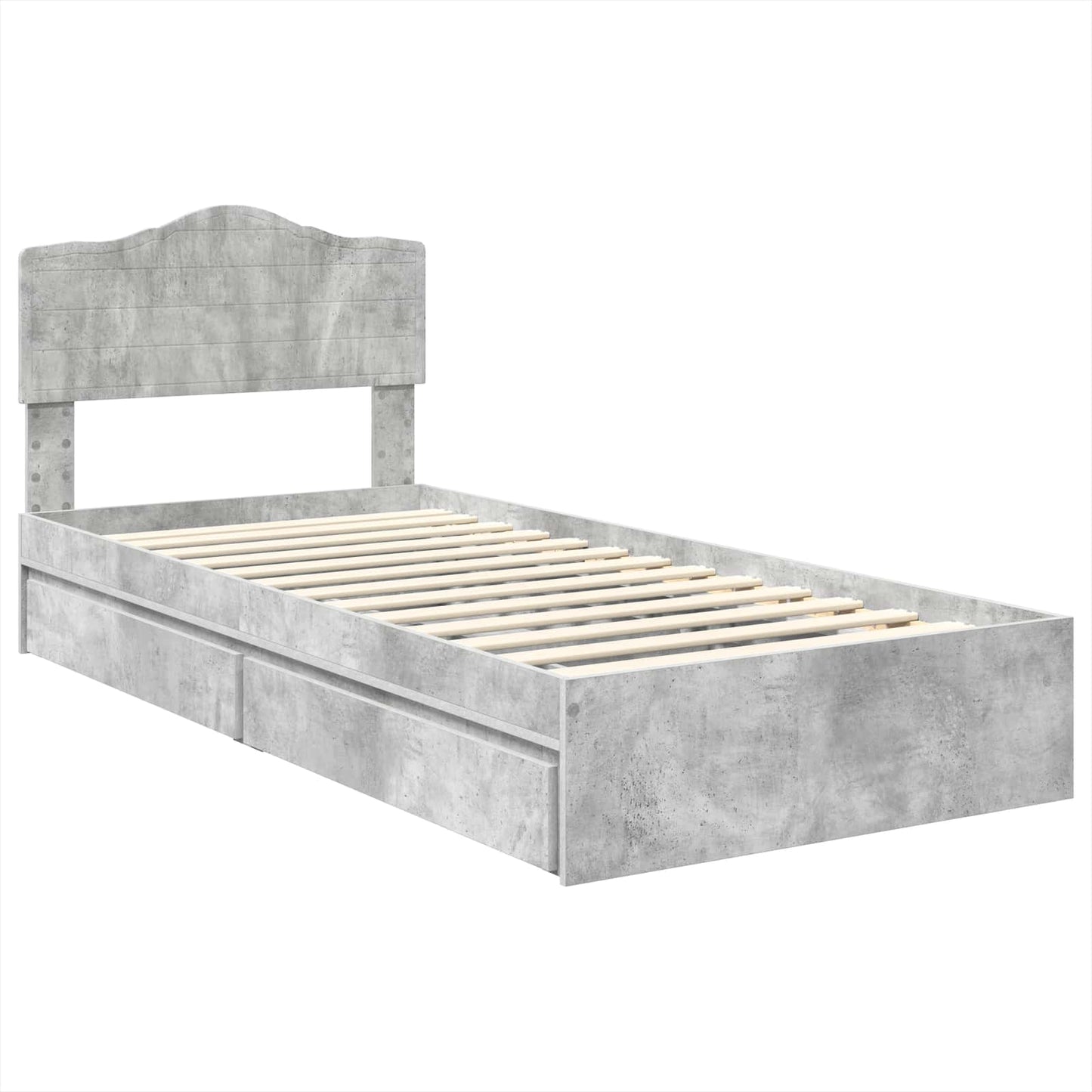 vidaXL Storage Bed Concrete Grey 90 x 190 cm Engineered Wood