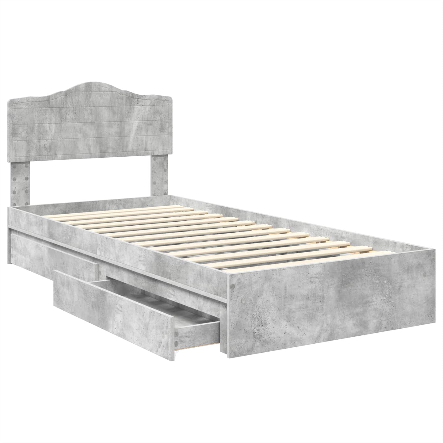 vidaXL Storage Bed Concrete Grey 90 x 190 cm Engineered Wood
