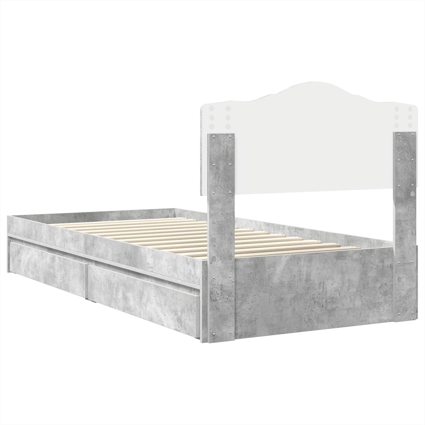 vidaXL Storage Bed Concrete Grey 90 x 190 cm Engineered Wood