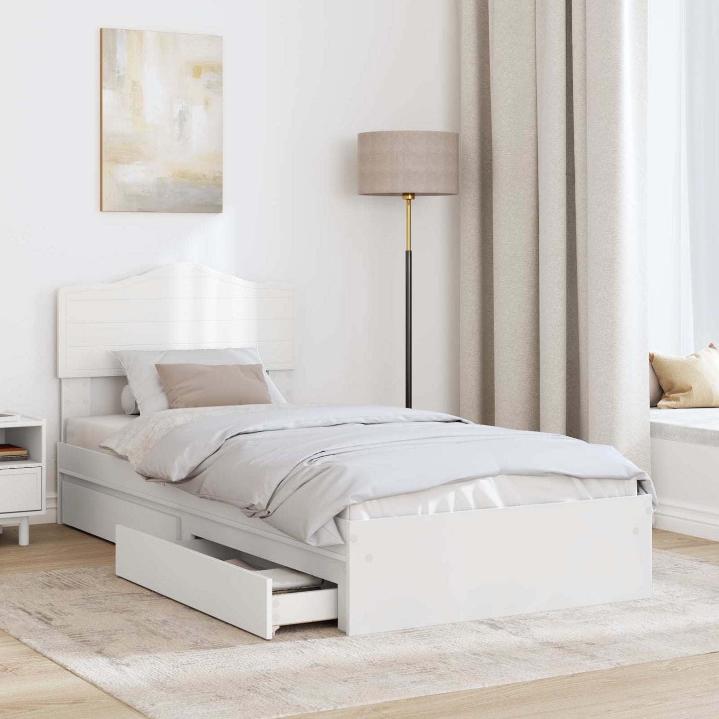 vidaXL Storage Bed with Headboard White 70 x 190 cm Engineered Wood