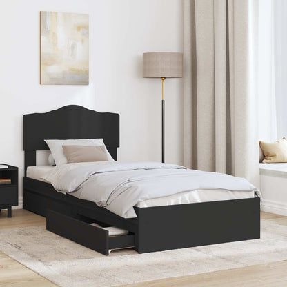 vidaXL Storage Bed with Headboard Black 70 x 190 cm Engineered Wood