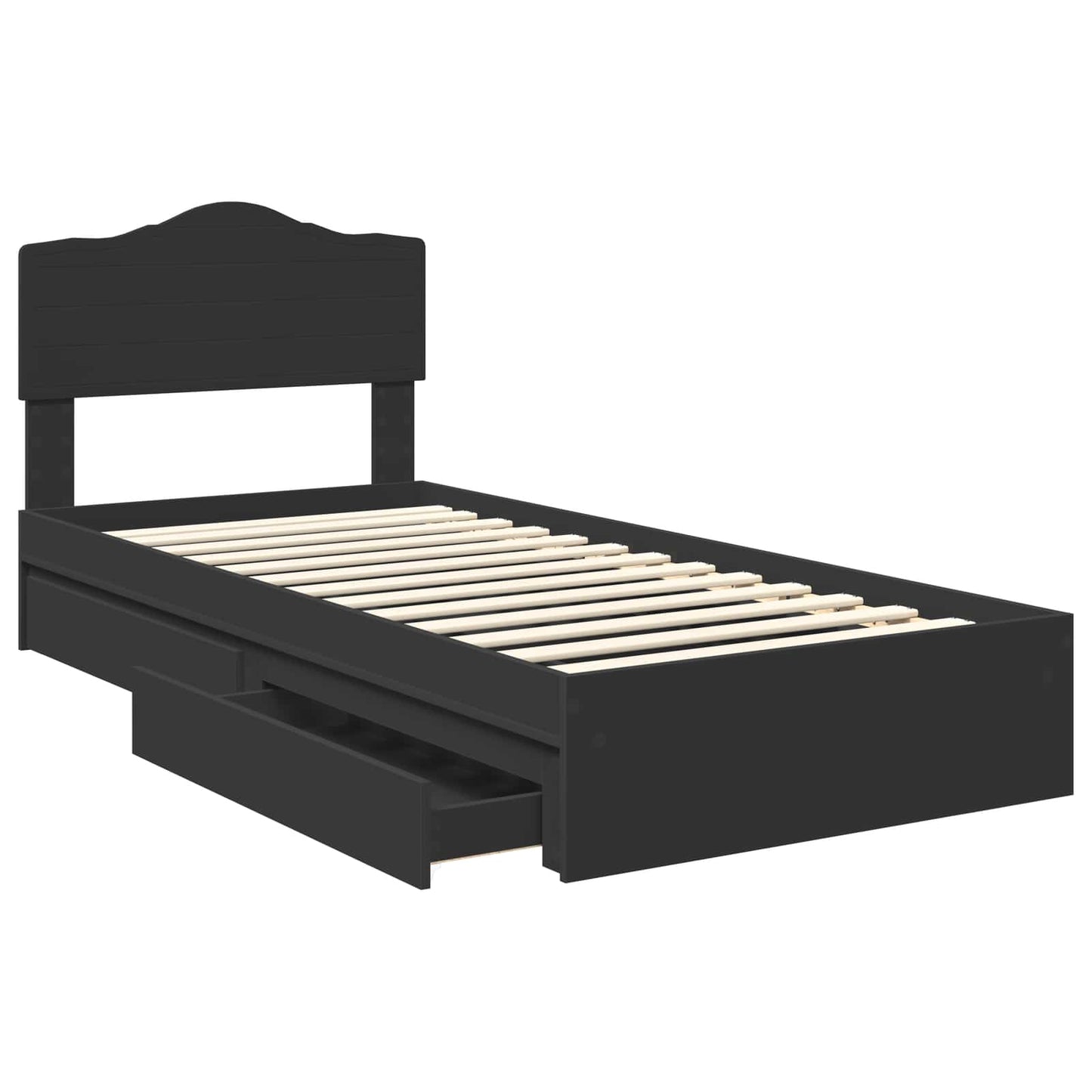 vidaXL Storage Bed with Headboard Black 70 x 190 cm Engineered Wood