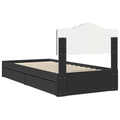 vidaXL Storage Bed with Headboard Black 70 x 190 cm Engineered Wood