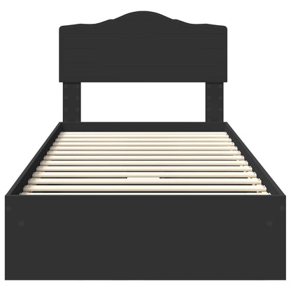 vidaXL Storage Bed with Headboard Black 70 x 190 cm Engineered Wood