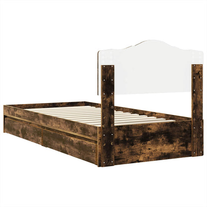 vidaXL Storage Bed with Drawer Smoked Oak 70 x 190 cm Engineered Wood