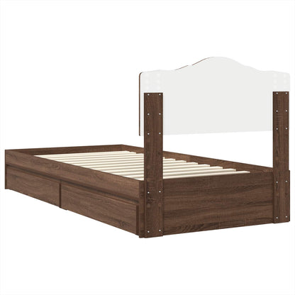 vidaXL Storage Bed with Drawer Brown Oak 70 x 190 cm Engineered Wood