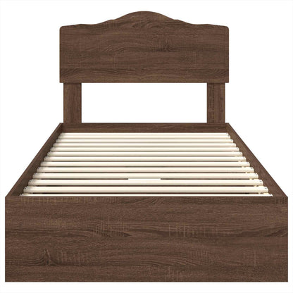 vidaXL Storage Bed with Drawer Brown Oak 70 x 190 cm Engineered Wood