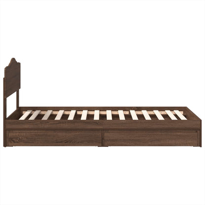 vidaXL Storage Bed with Drawer Brown Oak 70 x 190 cm Engineered Wood