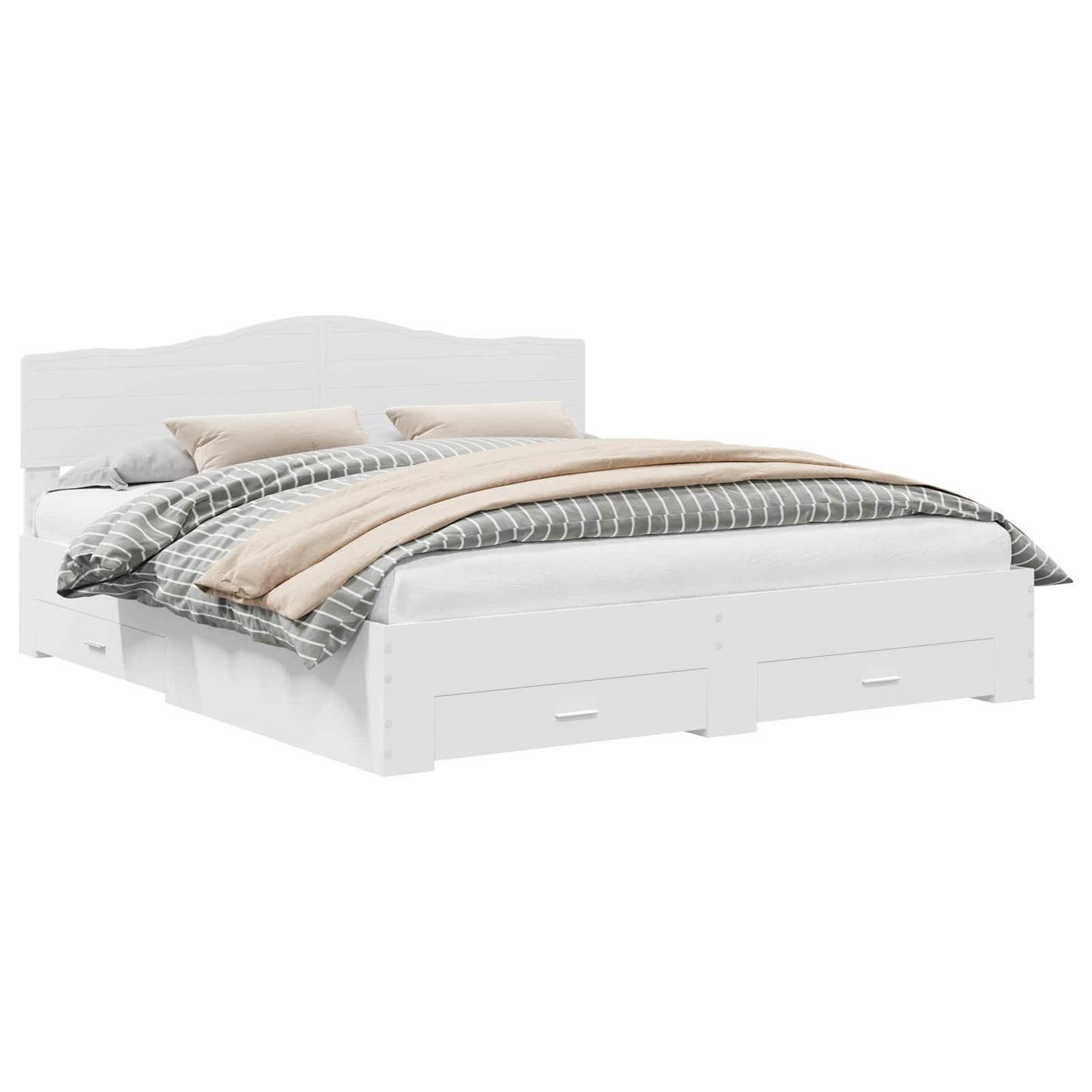 vidaXL Bed Frame with Headboard White 180 x 200 cm Engineered Wood