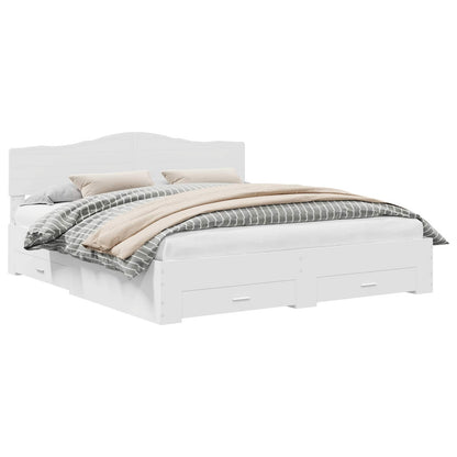 vidaXL Bed Frame with Headboard White 180 x 200 cm Engineered Wood